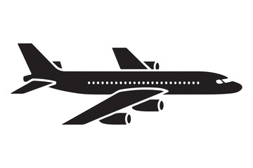 Airplane silhouette simple travel and aviation icon illustration

