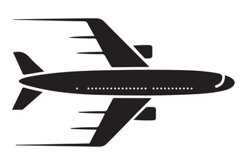 Airplane silhouette simple travel and aviation icon illustration
