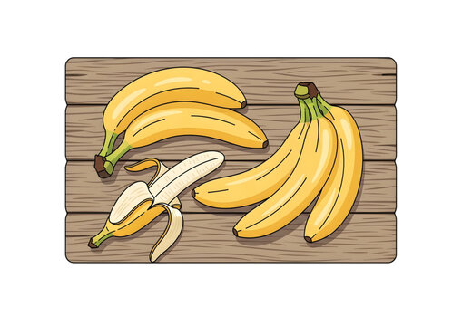 yellow bananas on wooden table clip art preview