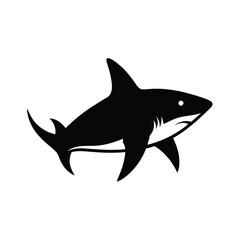 Black silhouette of a great white shark swimming
