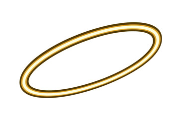 A luminous, golden-yellow elliptical halo glows with layered bands of light, symbolizing divinity or purity against a dark transparent background. background removed