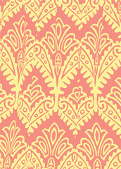 summer tropical garden floral leaves illustration background seamless pattern repeat print textile fabric vector artwork. watercolors natural 