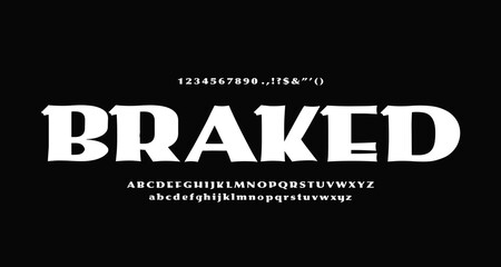 Braked Font. Modern Bold Font. Sans Serif Font. Regular Italic Uppercase Lowercase Typography urban style alphabet fonts for fashion, sport, technology, digital, movie, logo design, 