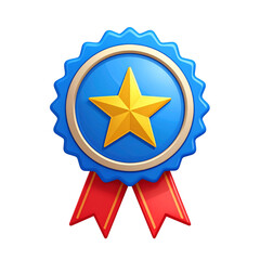 Cartoon vector PNG of a location badge icon with star and ribbon, perfect for award symbols, achievement badges, travel logos, and recognition graphics