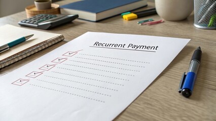 A Recurrent Payment Document Lying on a Wooden Desk