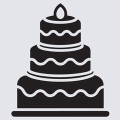 wedding cake icon silhouette vector art illustration, birthday cake vector illustration