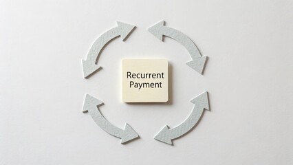 Conceptual arrangement of circular arrows orbiting a payment block