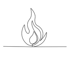 Bon fire continuous one line drawing outline vector illustration