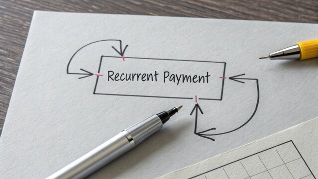 Diagram of Recurrent Payment Process Drawn on Gray Paper