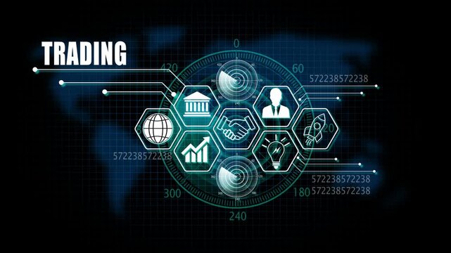 trading Lifecycle on Futuristic Radar Technology Background. 4k animation 