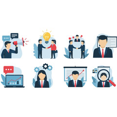 Obraz premium Business Strategy and Teamwork Illustrations for Corporate Success.