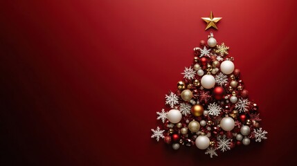 Fototapeta premium Christmas tree decoration celebration festive home seasonal decor cozy environment close-up view holiday spirit