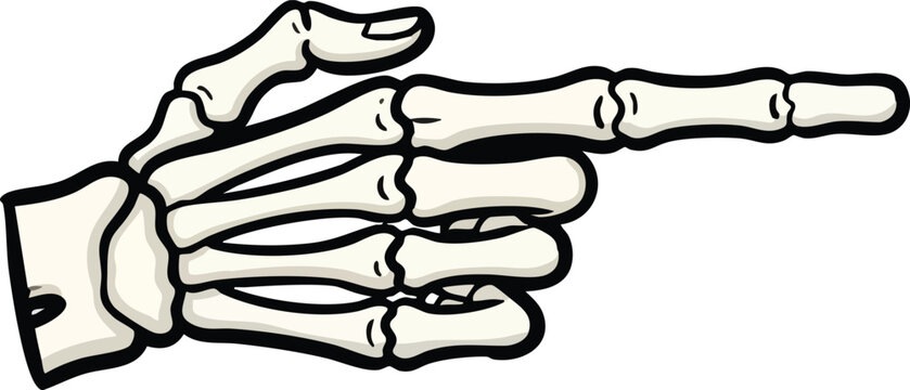 skeleton hand making a finger gun gesture