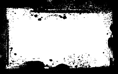 black ink brush painting blank frame border artistic grunge graphic element. Vector