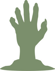 Obraz premium Green zombie hand emerging from ground silhouette green hand
