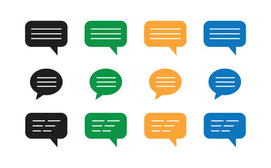Chat Message Bubble Icon Set, Communication and Messaging Symbols