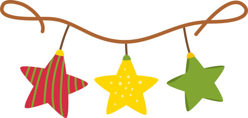 Star Christmas lights garland illustration