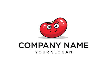 Happy Red Kidney Bean Cartoon Character Logo for Food Company