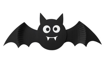 Obraz premium Black paper halloween bat with vampire fangs
