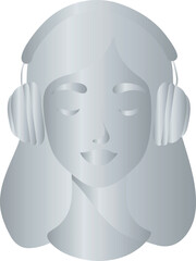 Silver Woman Wearing Headphones