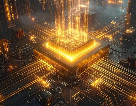 An abstract image showcasing an illuminated central processing unit