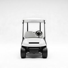 Clean white golf cart studio shot front view