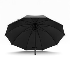Black umbrella opened against white background