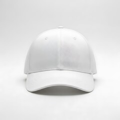 Plain white baseball cap on a white background