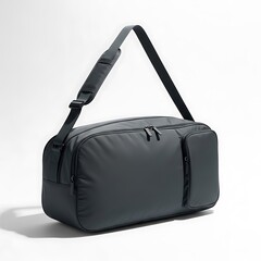 Durable dark gray duffel bag with adjustable shoulder strap