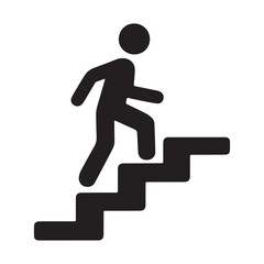 Walk up stairs icon silhouette on white background.