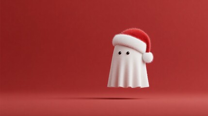Cheerful ghost celebrating christmas festive background 3d animation playful environment whimsical viewpoint