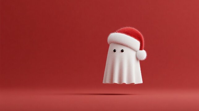 Cheerful ghost celebrating christmas festive background 3d animation playful environment whimsical viewpoint