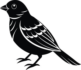 Sparrow black silhouette isolated on transparent background small passerine bird avian fauna design element simple icon clip art
