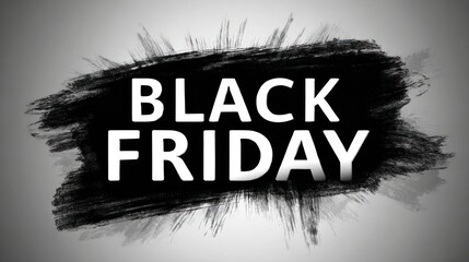 Black brush stroke background with centered Black Friday sale text