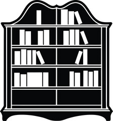 Bookcase silhouette with books illustration simple furniture design library study education knowledge symbol