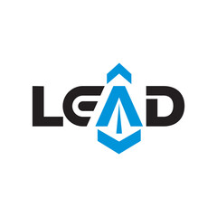 Letter LEAD vector wordmark logo typography.A sophisticated wordmark logo embodying elite leadership, representing prestige and exclusivity.