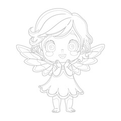 Cute Cartoon Angel Outline Art, Graphics Design illustration