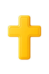 3D Cross Plastic Icon on Transparent Background - Modern Religious Symbol for Easter Celebration