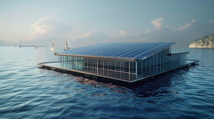 floating green data center powered by solar panels
