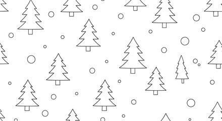 Christmas tree pattern with snowflakes on white background.