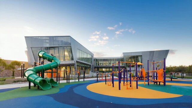 Bright and Safe Playground at Modern Educational Facility