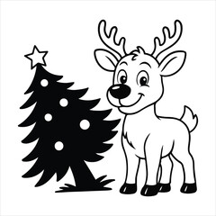 Obraz premium Reindeer and Tree Joy SVG