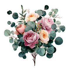 Watercolor floral arrangement isolated on white background