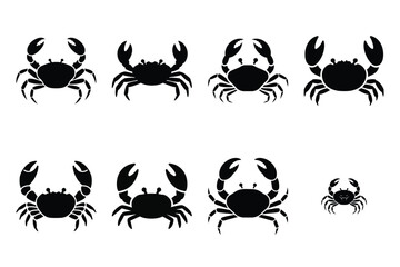 crab walking  minimal silhouette vector icon set. animal  icon set.