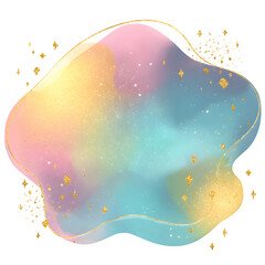 Abstract watercolor splash with gold accents isolated on white background