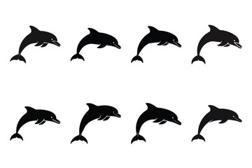 dolphin jumping  minimal silhouette vector icon set. animal  icon set.