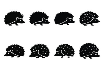 hedgehog curled  minimal silhouette vector icon set. animal  icon set. © Poli