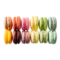 Colorful Macaron Arrangement isolated on white background