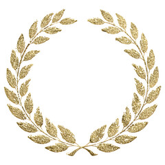 Golden laurel wreath isolated on white background