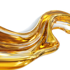 Golden liquid swirl isolated on white background
